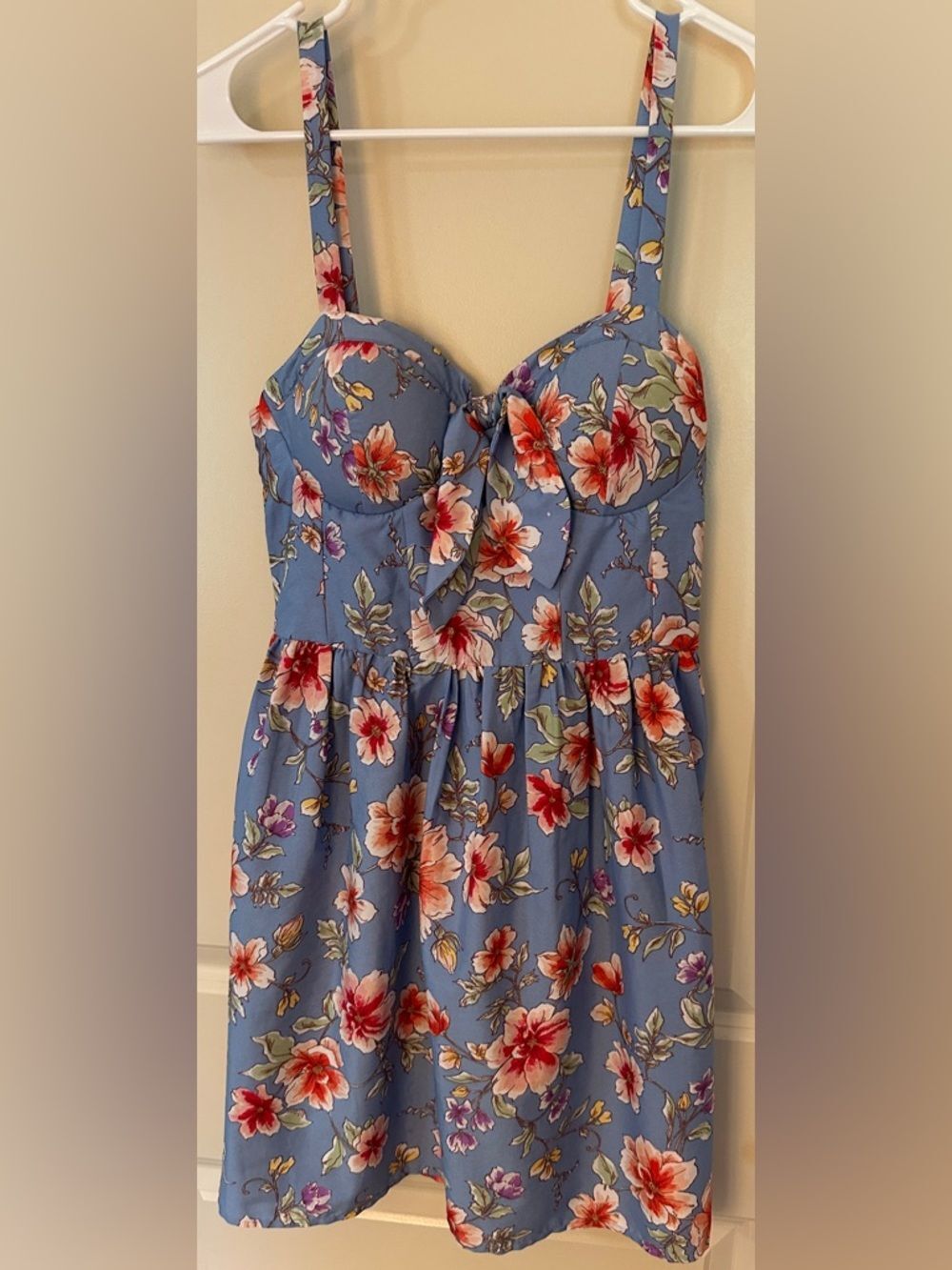 Land of Gypsies Periwinkle Floral Padded Pockets Dress Women's Sz Medium